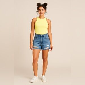 #446 Women’s Ribbed Tiny Tank Top | WILD FABLE Yellow Crop Size Small
